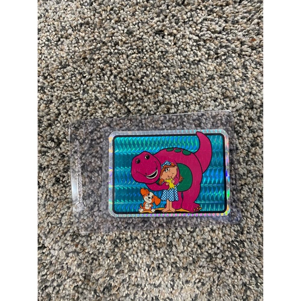Vintage‎ Barney the Dinosaur Holographic Sticker Prism Kodak Paper 90s